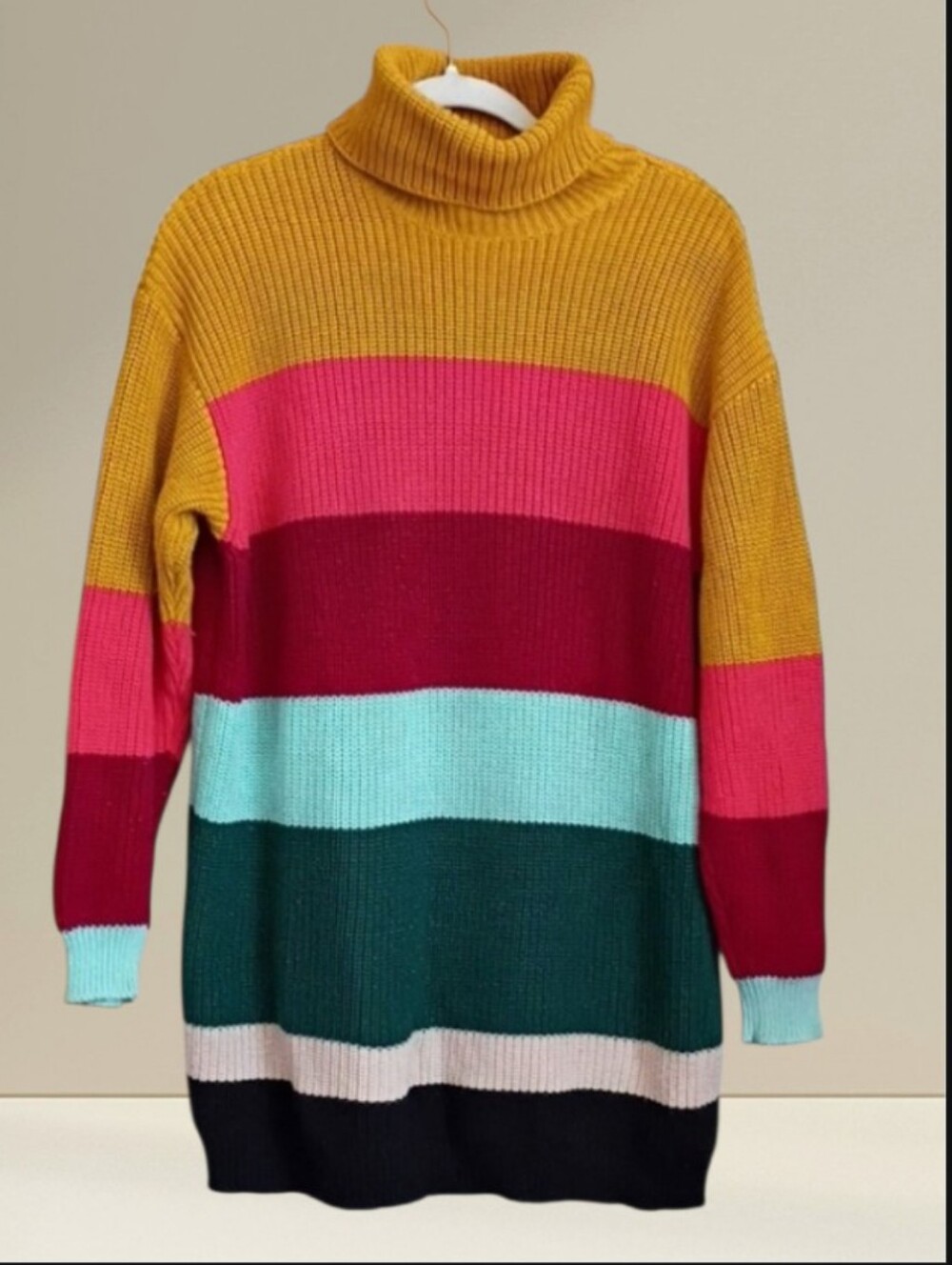 FARM Rio Turtle Neck Striped With Metallic Sweater sz M